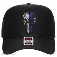 Thin Blue Line S Usa Flag Skull Police Hat thumb 0