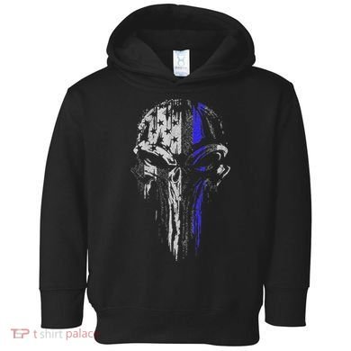 Thin Blue Line S Usa Flag Skull Police Toddler Hoodie