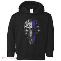 Thin Blue Line S Usa Flag Skull Police Toddler Hoodie thumb 0