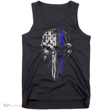 Thin Blue Line S Usa Flag Skull Police Tank Top