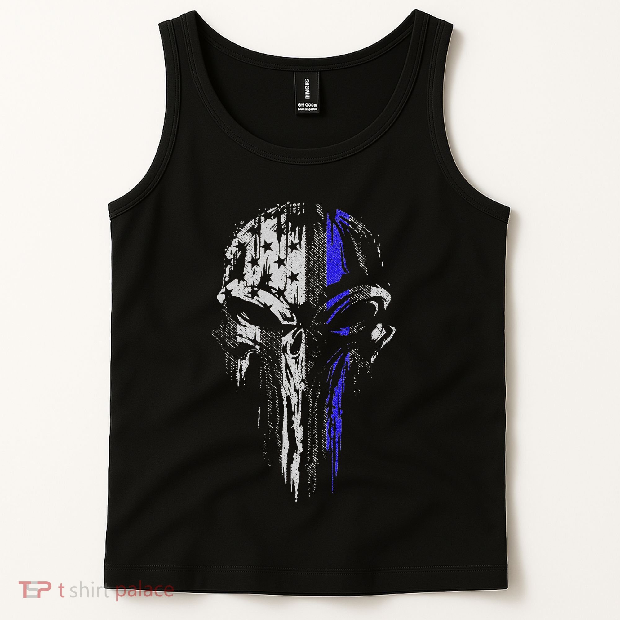 Thin Blue Line S Usa Flag Skull Police Tank Top