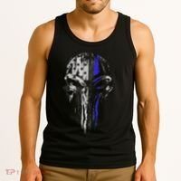 Thin Blue Line S Usa Flag Skull Police Tank Top thumb 3