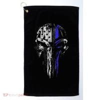 Thin Blue Line S Usa Flag Skull Police Golf Towel thumb 0