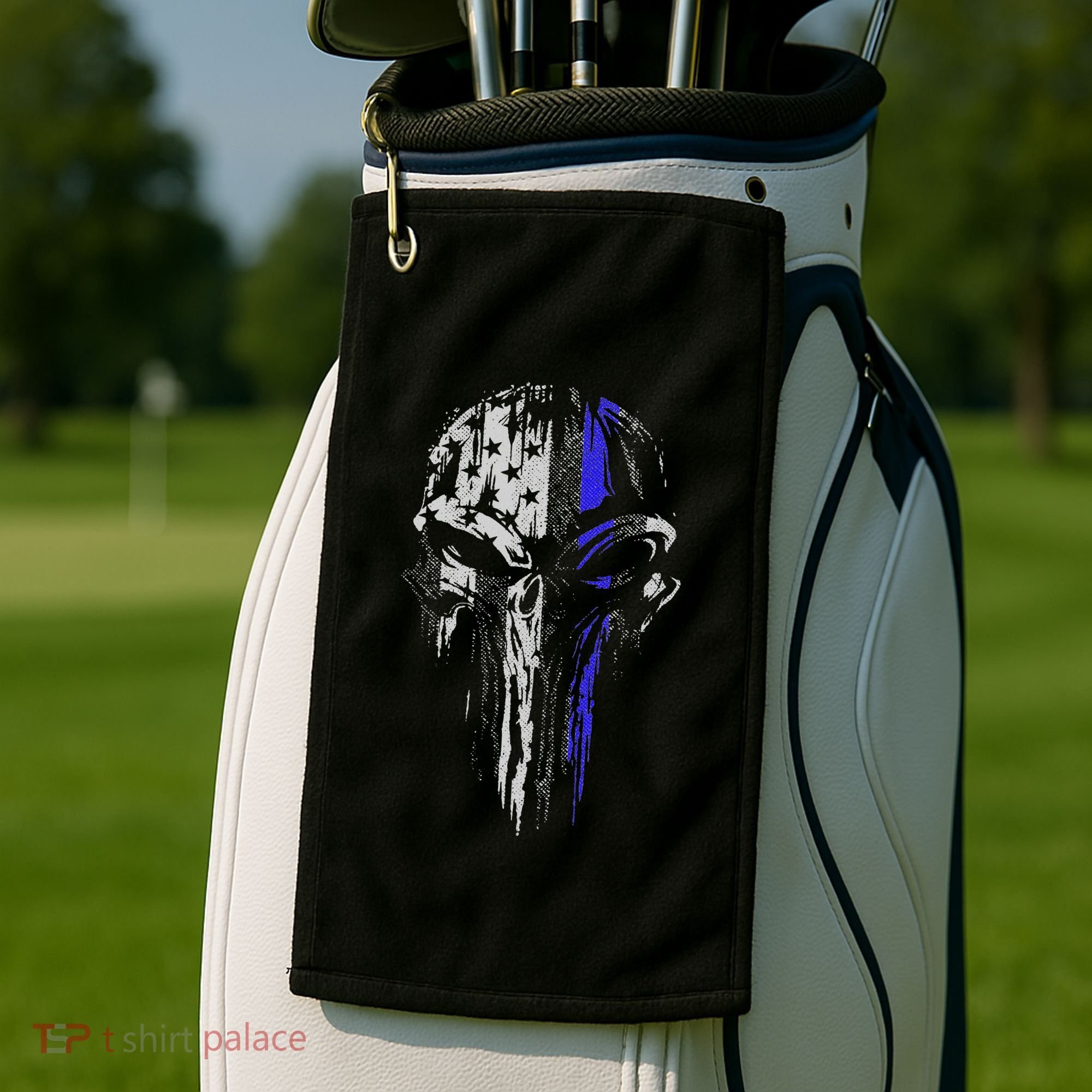 Thin Blue Line S Usa Flag Skull Police Golf Towel