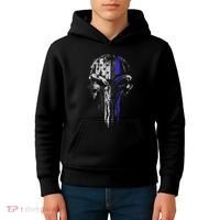 Thin Blue Line S Usa Flag Skull Police Kids Hoodie thumb 4