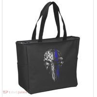 Thin Blue Line S Usa Flag Skull Police Tote Bag thumb 2
