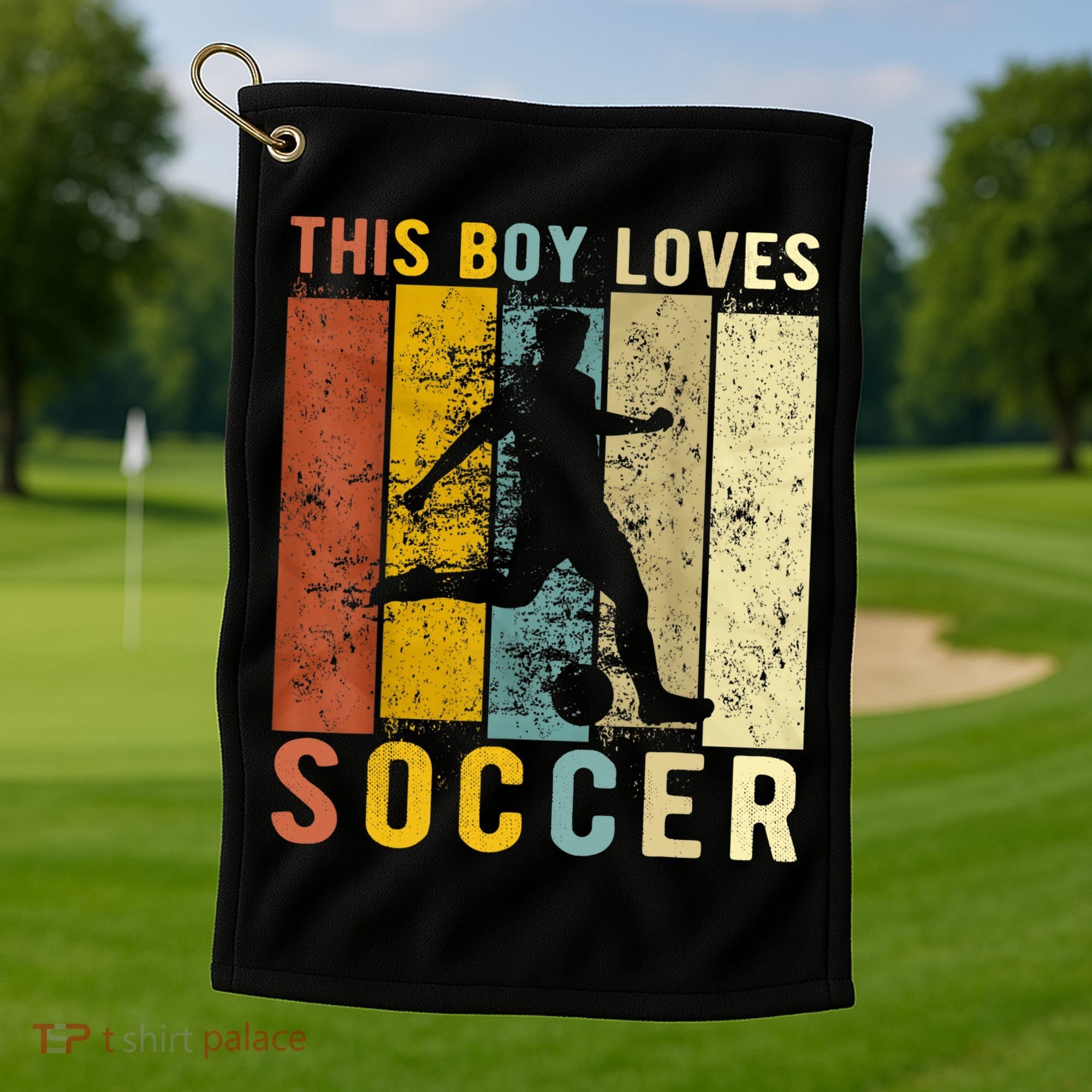 This Boy Loves Soccer Boy Soccer Golf Towel
