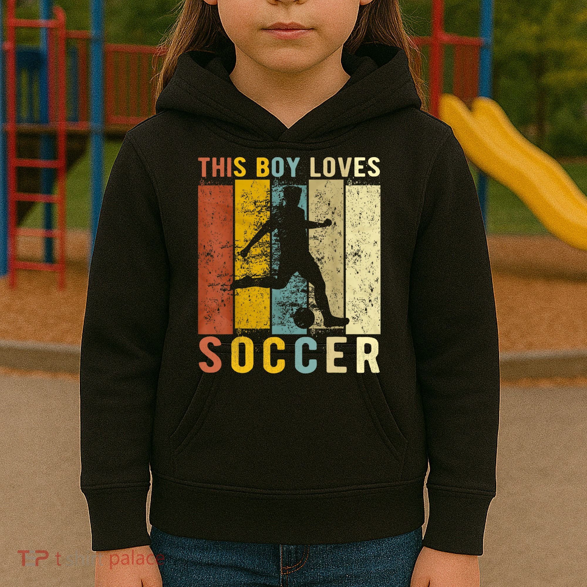 This Boy Loves Soccer Boy Soccer Kids Hoodie