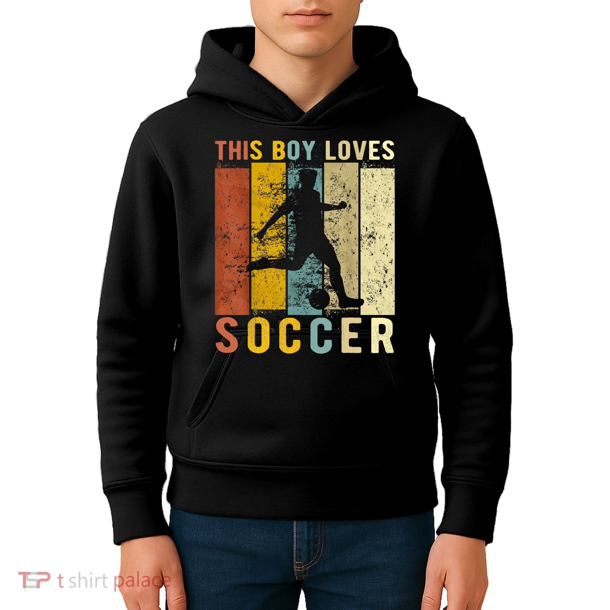 This Boy Loves Soccer Boy Soccer Kids Hoodie
