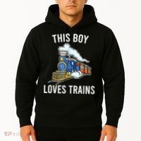 This Boy Loves Trains Gift Train Wagon Lover Gifts Hoodie thumb 2