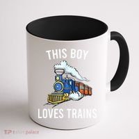 This Boy Loves Trains Gift Train Wagon Lover Gifts Coffee Mug thumb 1