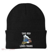 This Boy Loves Trains Gift Train Wagon Lover Gifts Beanie thumb 0