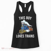 This Boy Loves Trains Gift Train Wagon Lover Gifts Women's Tank Top thumb 0