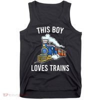 This Boy Loves Trains Gift Train Wagon Lover Gifts Tank Top thumb 0