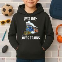 This Boy Loves Trains Gift Train Wagon Lover Gifts Kids Hoodie thumb 2