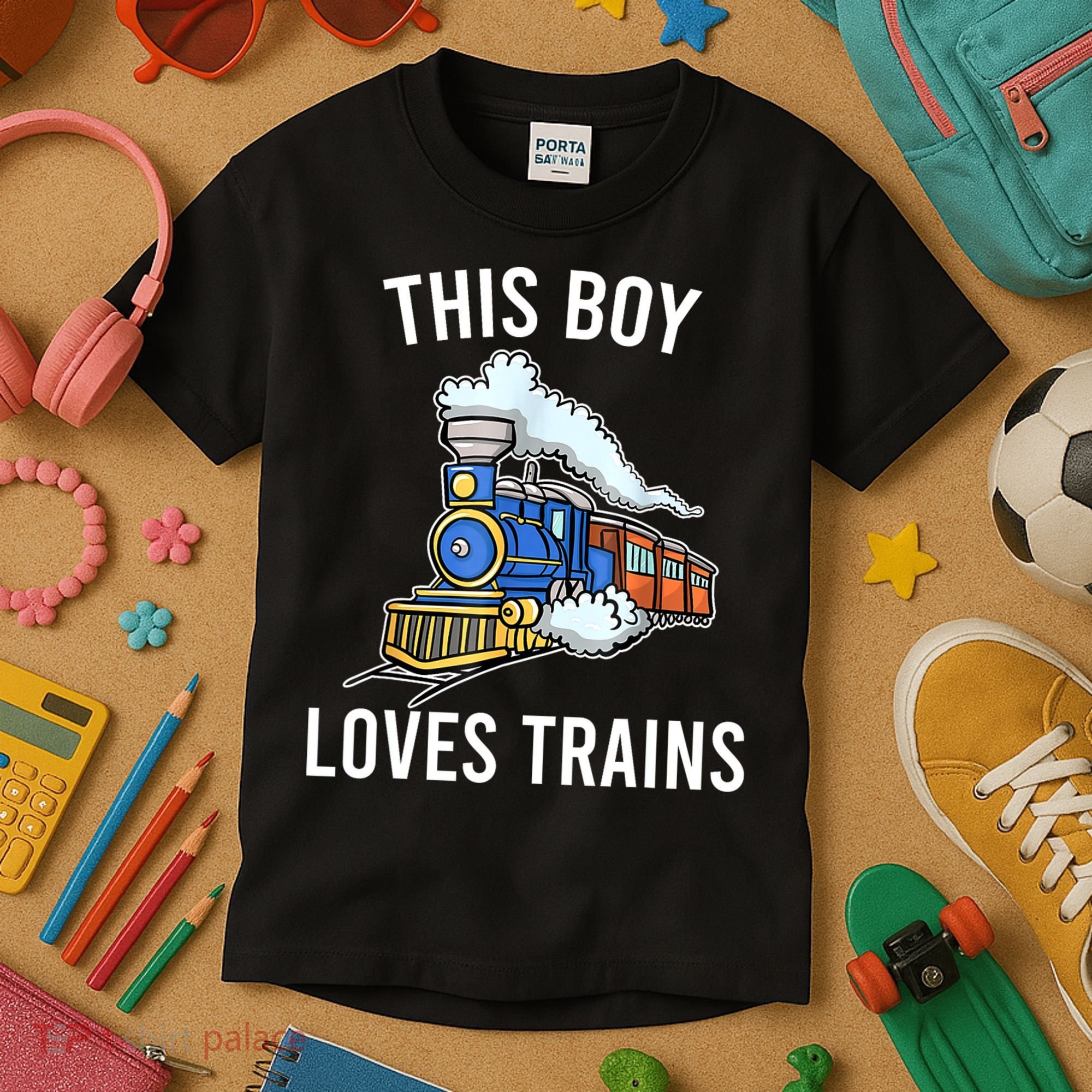 This Boy Loves Trains Gift Train Wagon Lover Gifts Kids T-Shirt