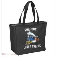 This Boy Loves Trains Gift Train Wagon Lover Gifts Tote Bag thumb 2