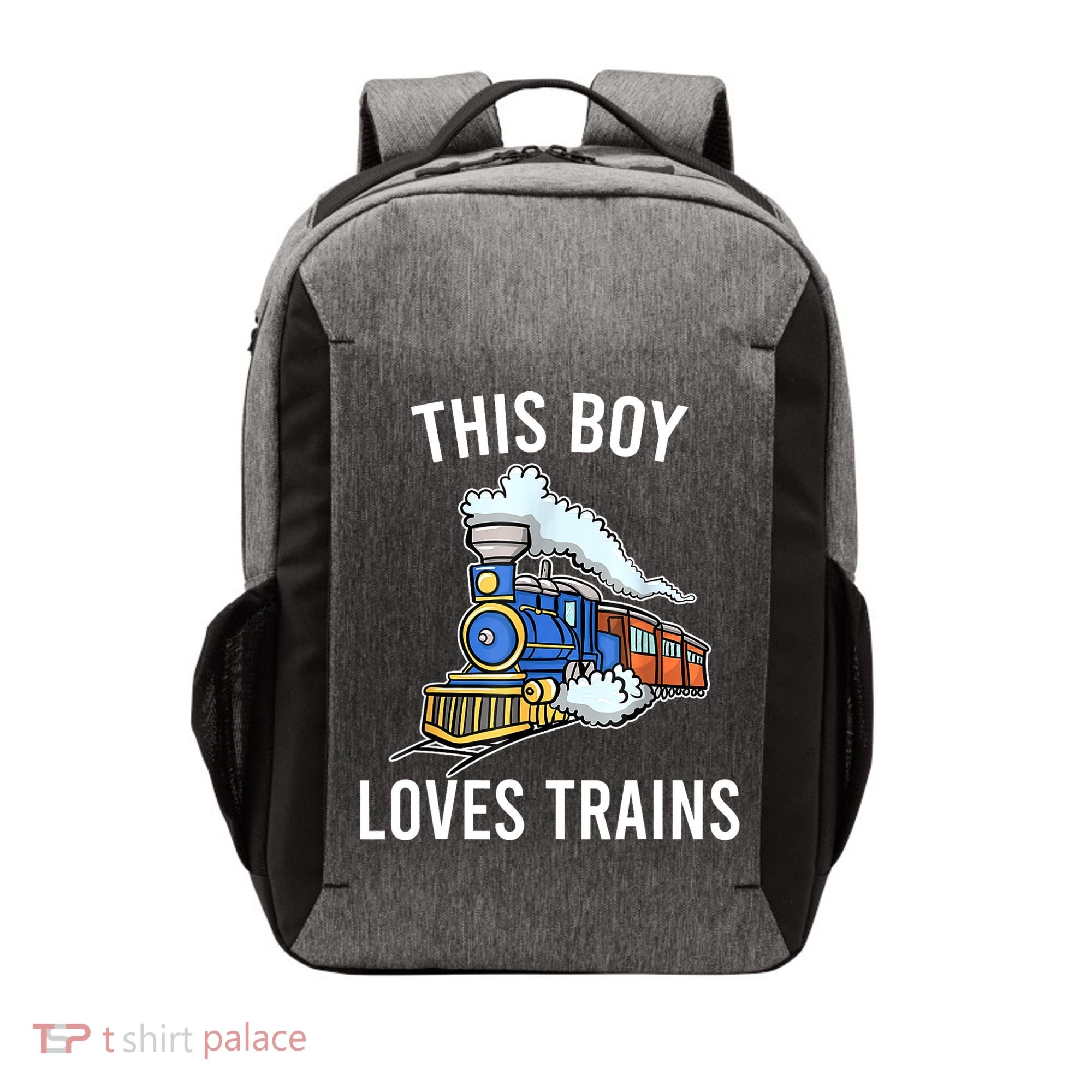 This Boy Loves Trains Gift Train Wagon Lover Gifts Vector Backpack
