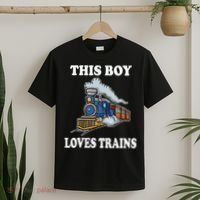 This Boy Loves Trains Train Lovers Gift T-Shirt thumb 2