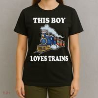 This Boy Loves Trains Train Lovers Gift T-Shirt thumb 4