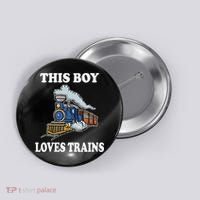 This Boy Loves Trains Train Lovers Gift Button thumb 0