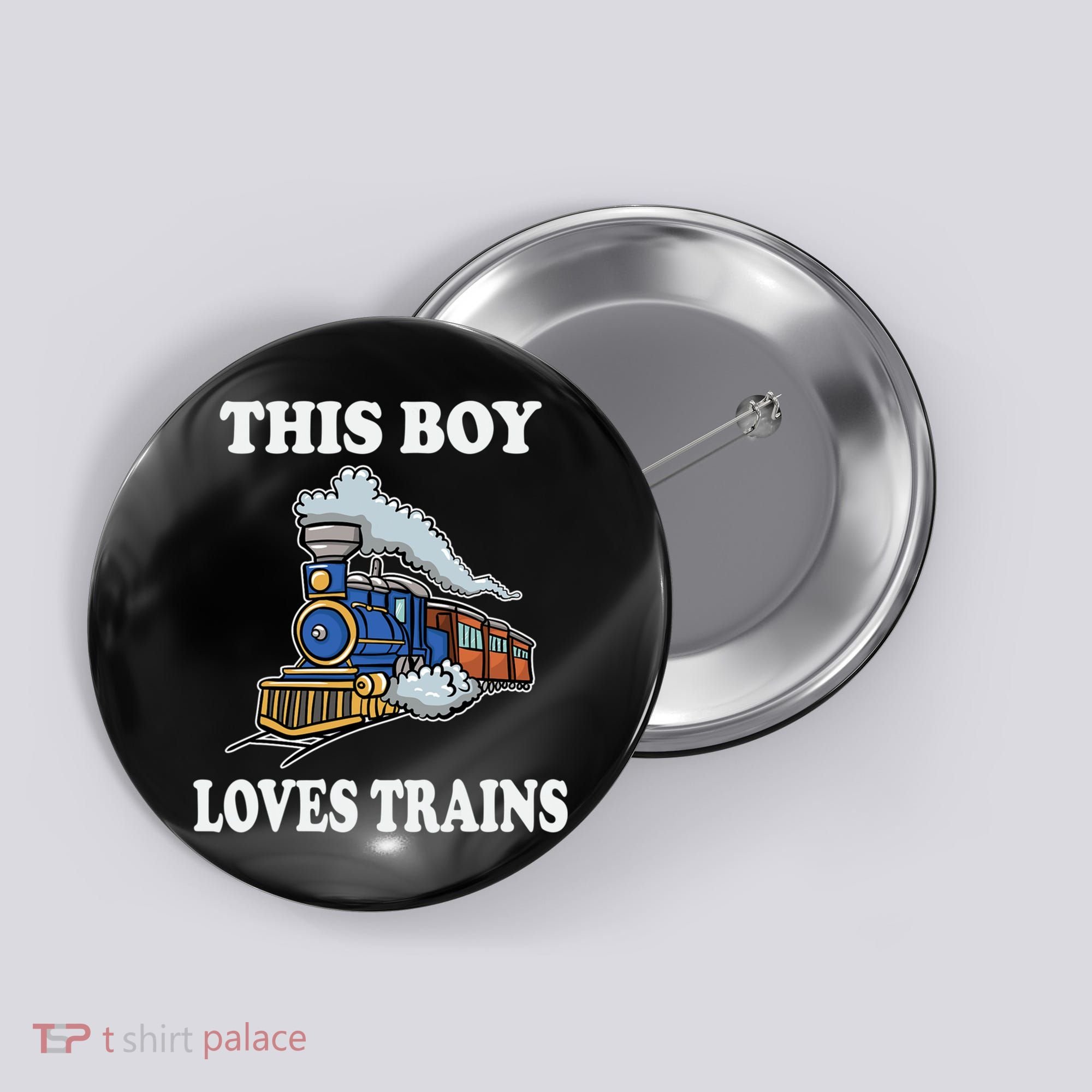 This Boy Loves Trains Train Lovers Gift Button
