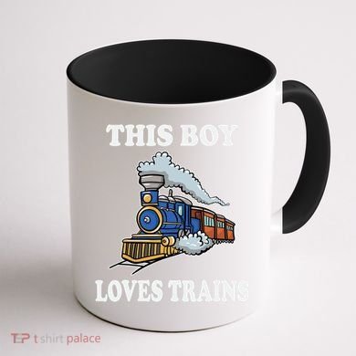 This Boy Loves Trains Train Lovers Gift Coffee Mug back