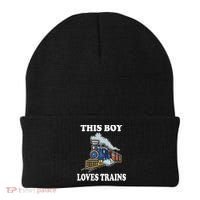 This Boy Loves Trains Train Lovers Gift Beanie thumb 0