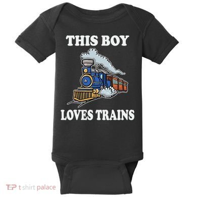 This Boy Loves Trains Train Lovers Gift Baby Bodysuit