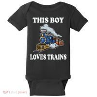 This Boy Loves Trains Train Lovers Gift Baby Bodysuit thumb 0