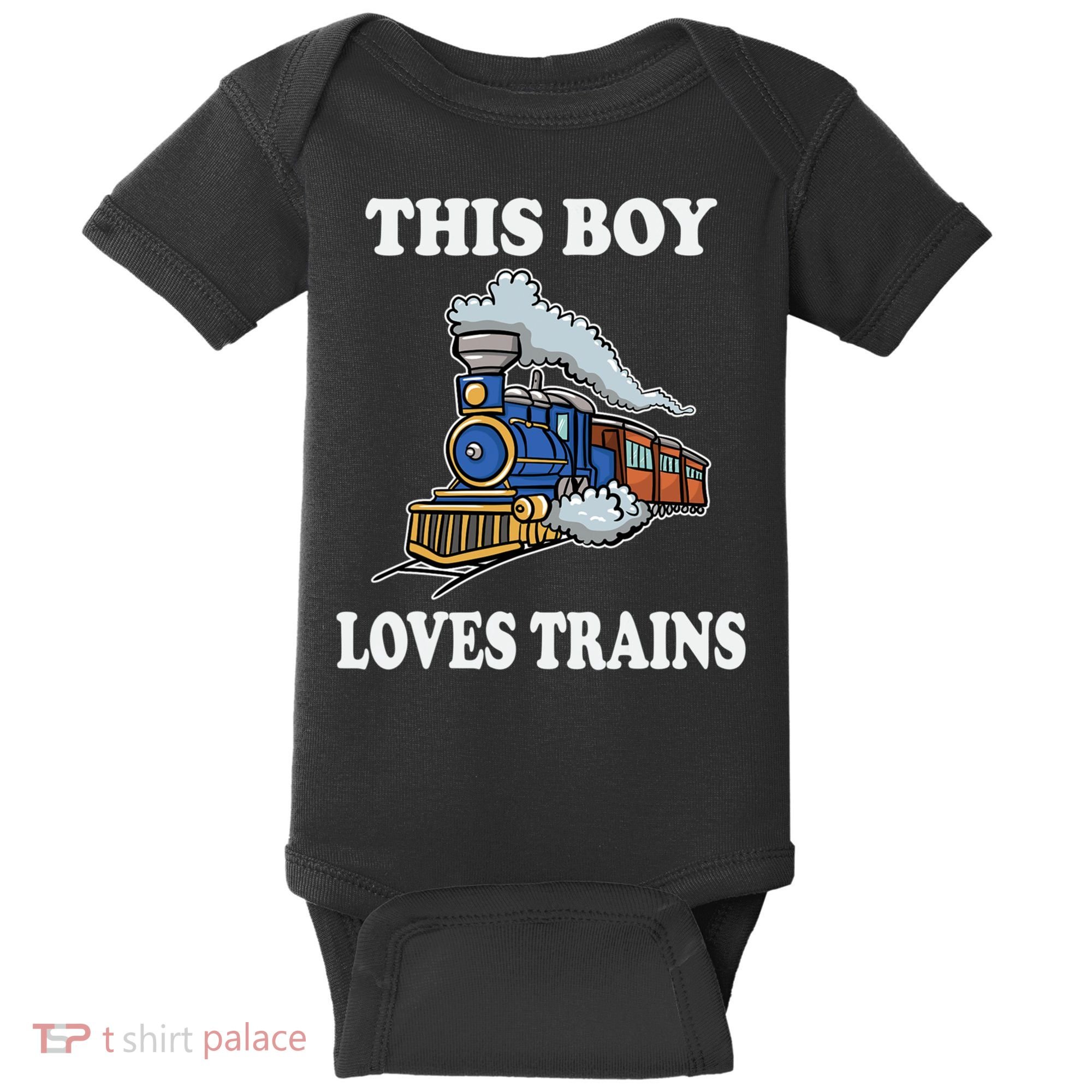 This Boy Loves Trains Train Lovers Gift Baby Bodysuit