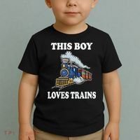 This Boy Loves Trains Train Lovers Gift Toddler T-Shirt thumb 2