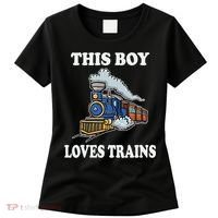 This Boy Loves Trains Train Lovers Gift Women's T-Shirt thumb 0