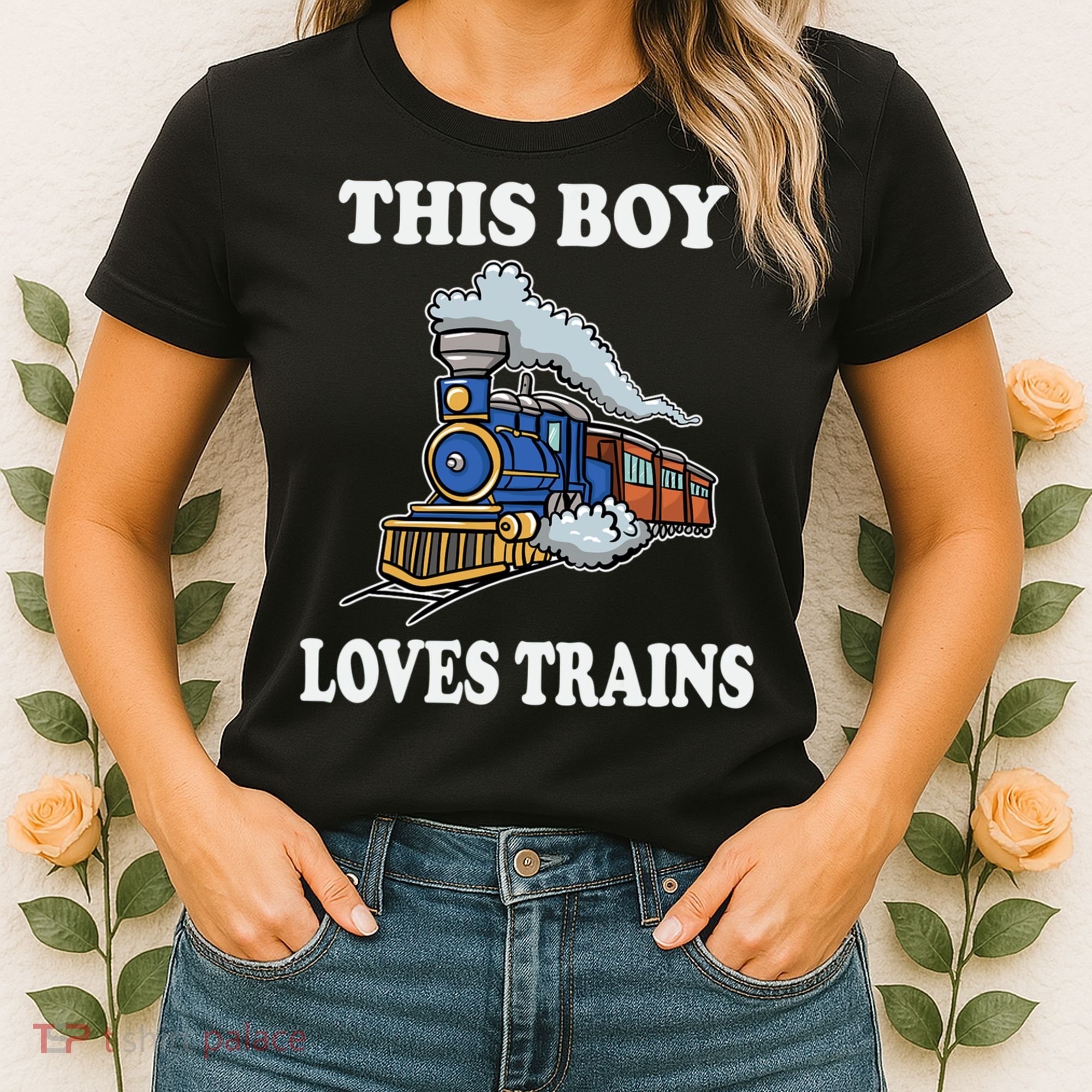 This Boy Loves Trains Train Lovers Gift Women's T-Shirt