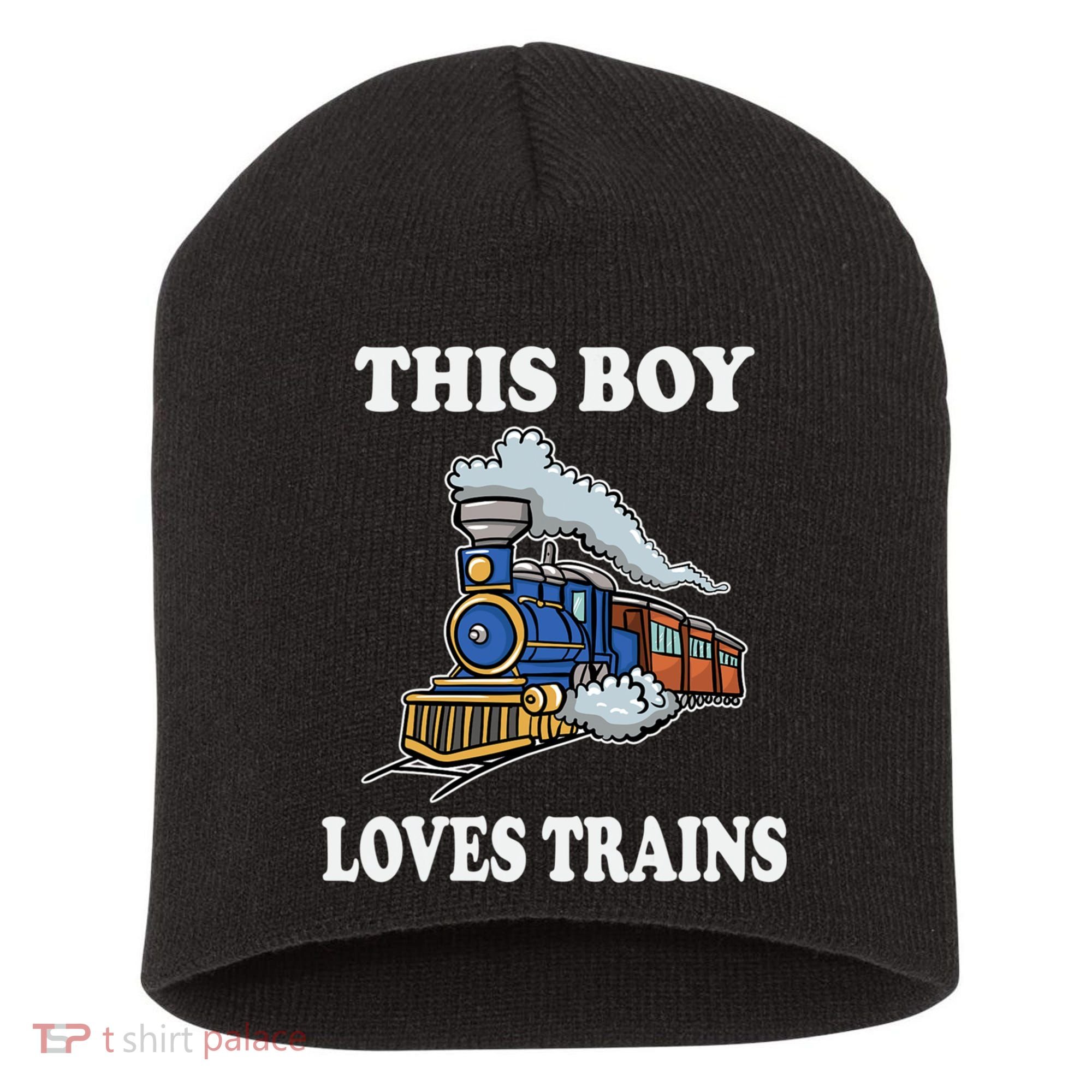 This Boy Loves Trains Train Lovers Gift Short Acrylic Beanie
