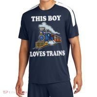 This Boy Loves Trains Train Lovers Gift Sport-Tek Competitor United Soccer Jersey thumb 0