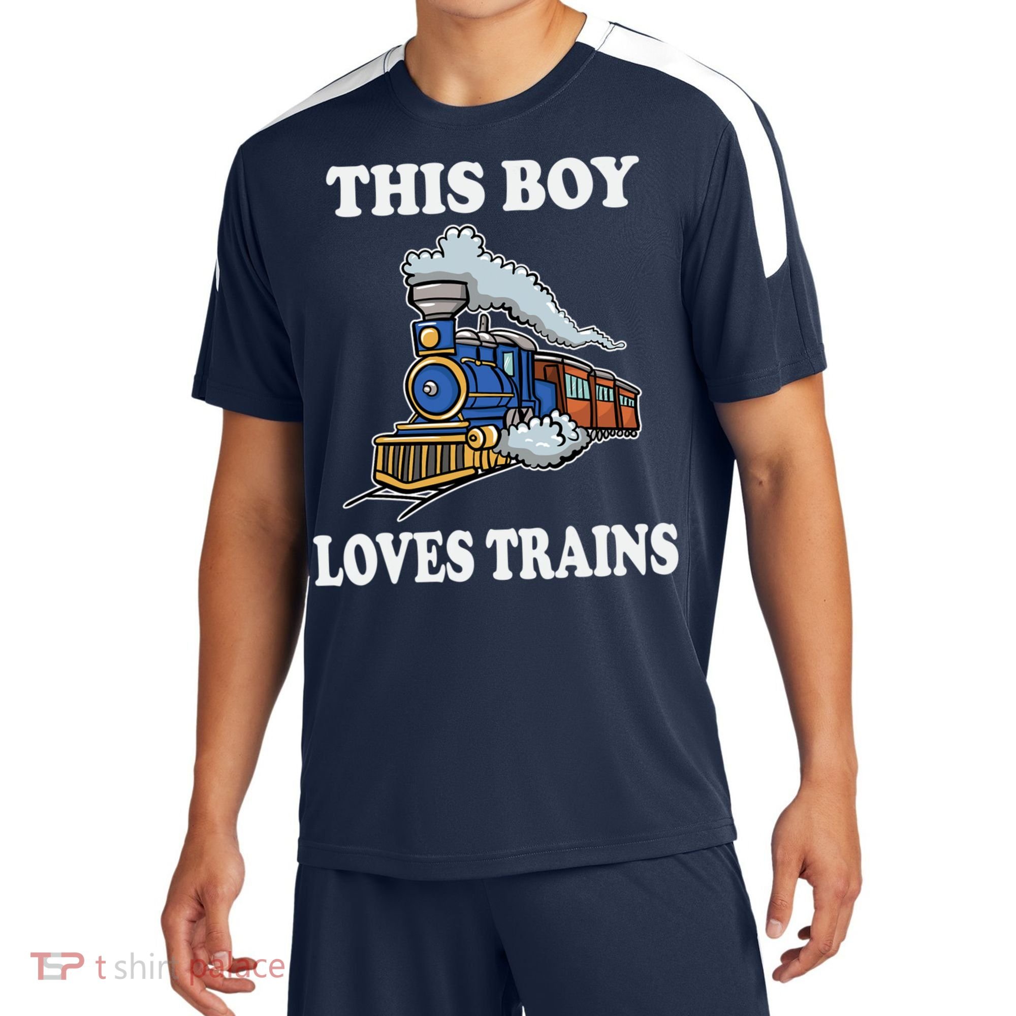 This Boy Loves Trains Train Lovers Gift Sport-Tek Competitor United Soccer Jersey