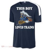 This Boy Loves Trains Train Lovers Gift Sport-Tek Competitor United Soccer Jersey thumb 2