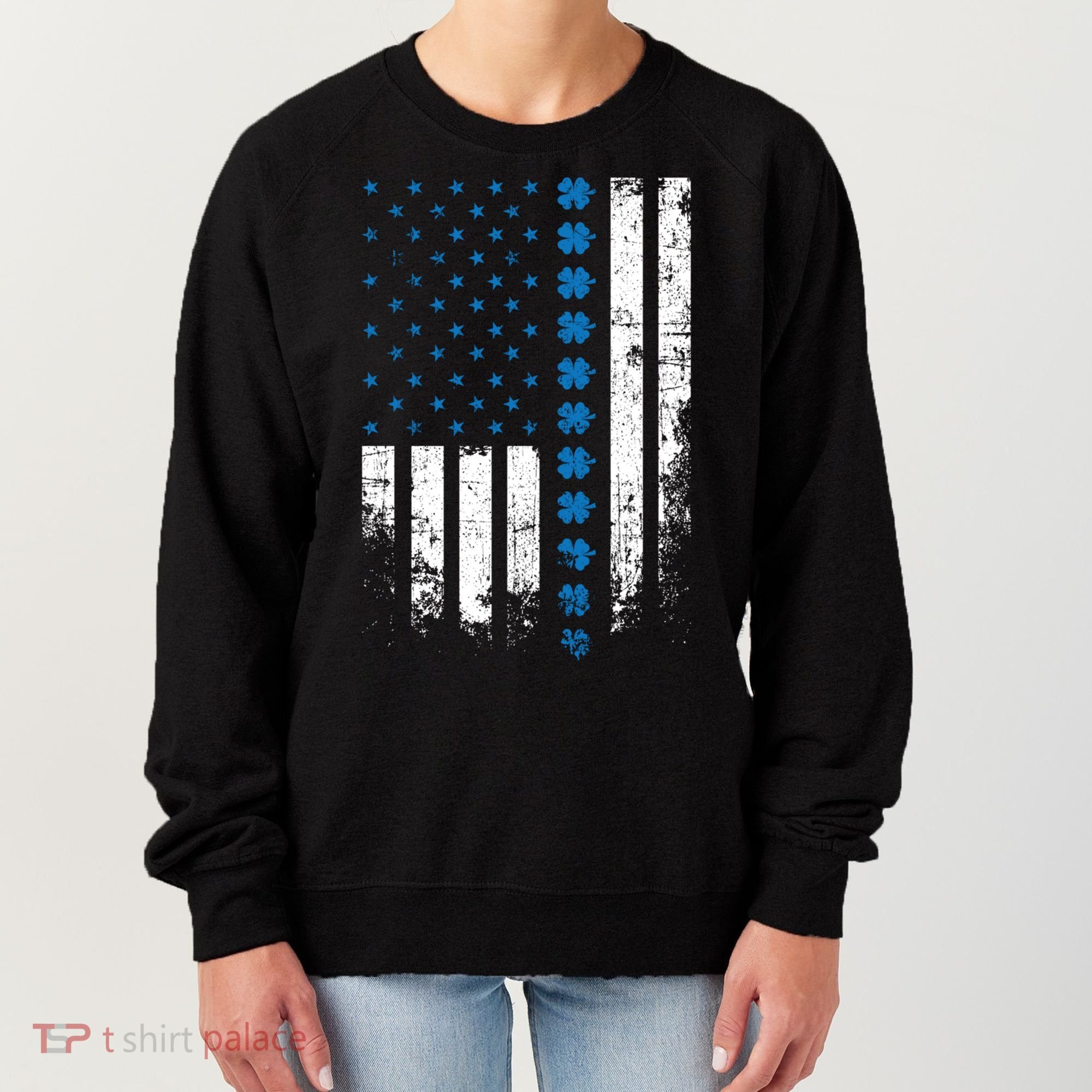 Thin Blue Line Flag St Patricks Day 2020 Police Officer Gift Women's Sweatshirt