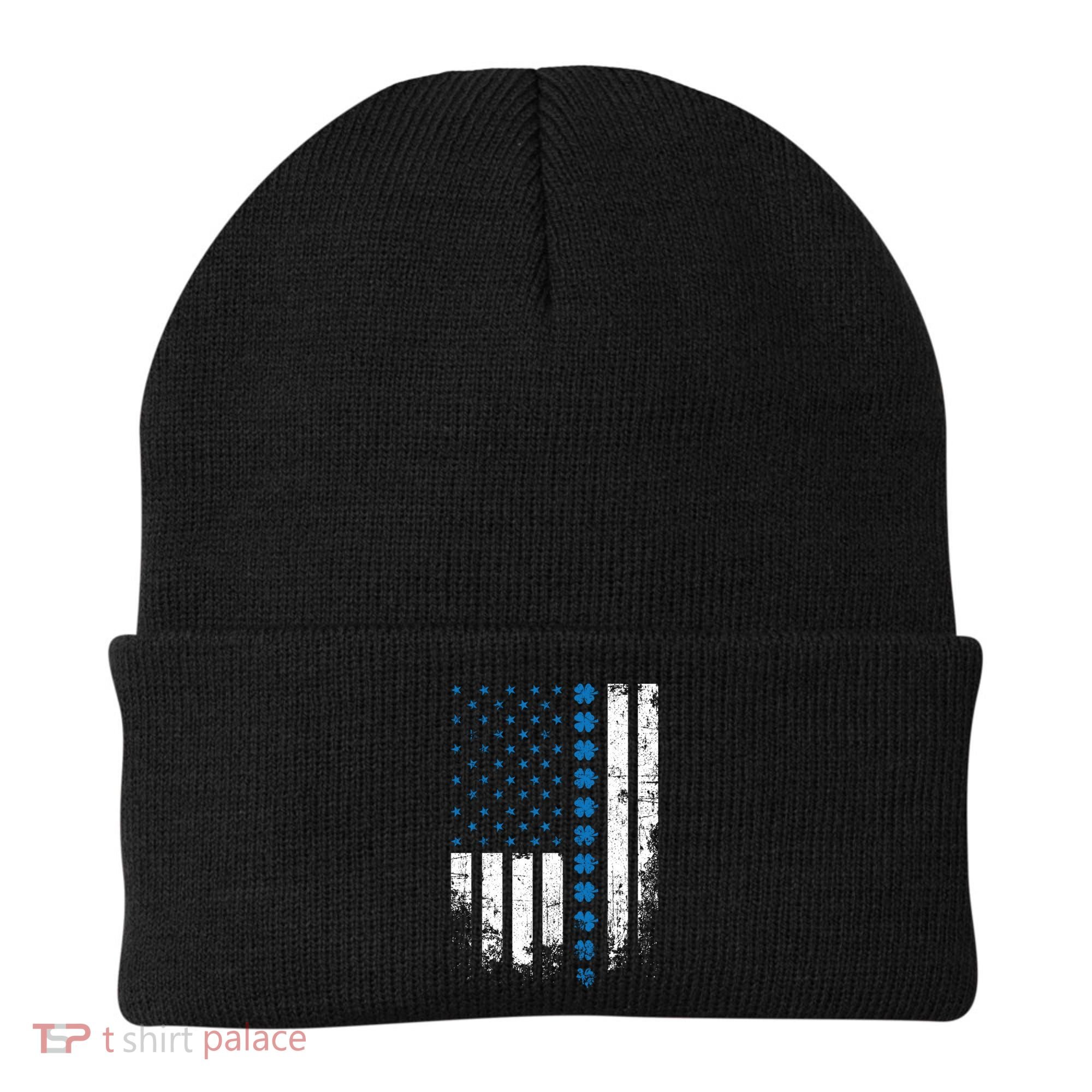 Thin Blue Line Flag St Patricks Day 2020 Police Officer Gift Beanie