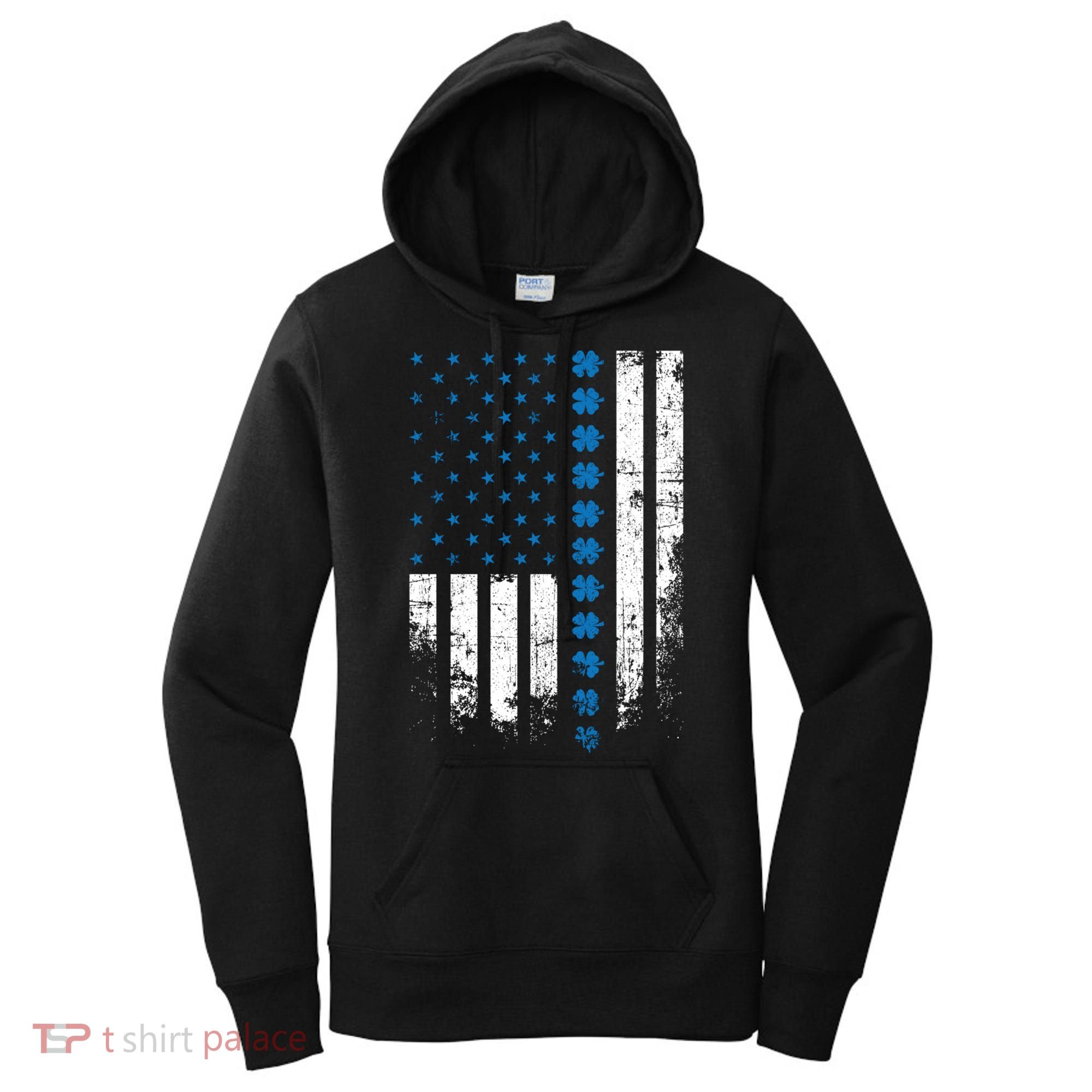 Thin Blue Line Flag St Patricks Day 2020 Police Officer Gift Women's Hoodie