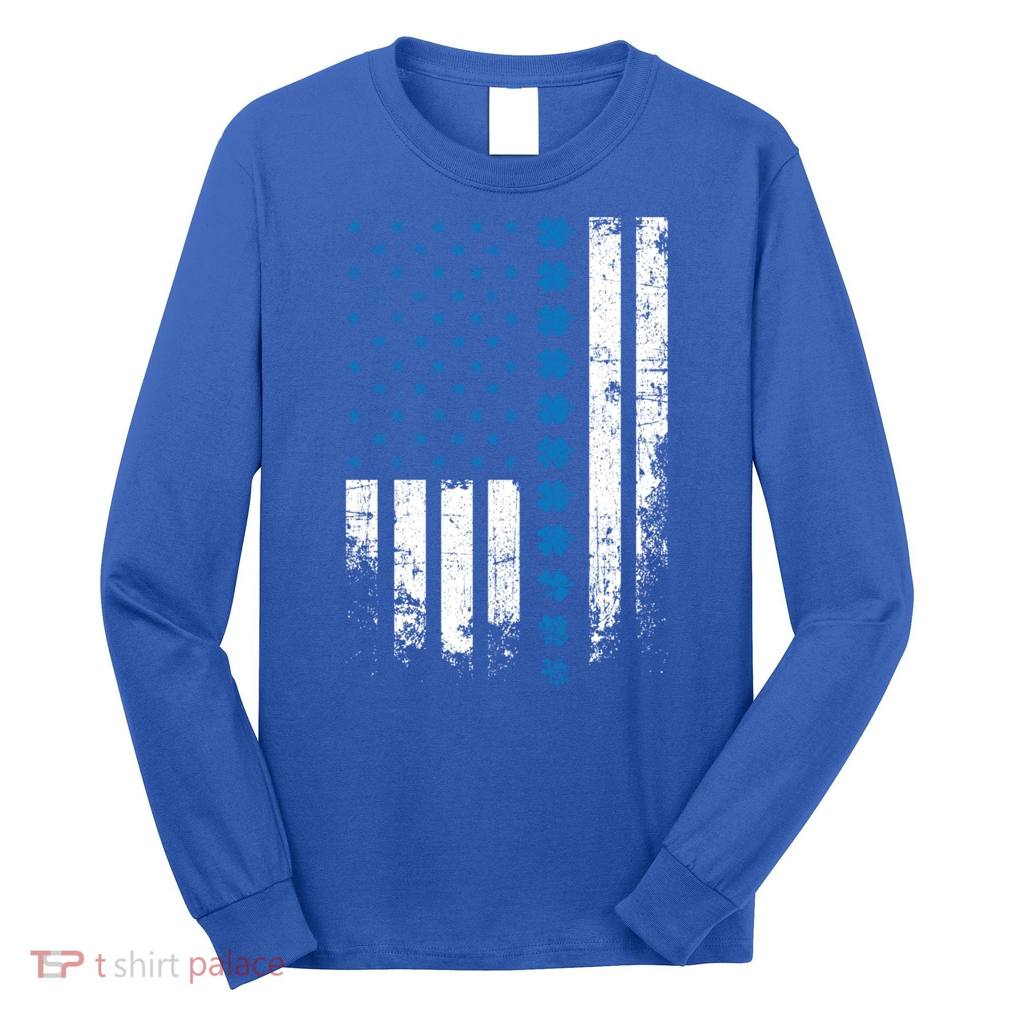 Thin Blue Line Flag St Patricks Day 2020 Police Officer Gift Long Sleeve Shirt