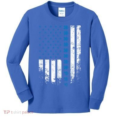 Thin Blue Line Flag St Patricks Day 2020 Police Officer Gift Kids Long Sleeve Shirt