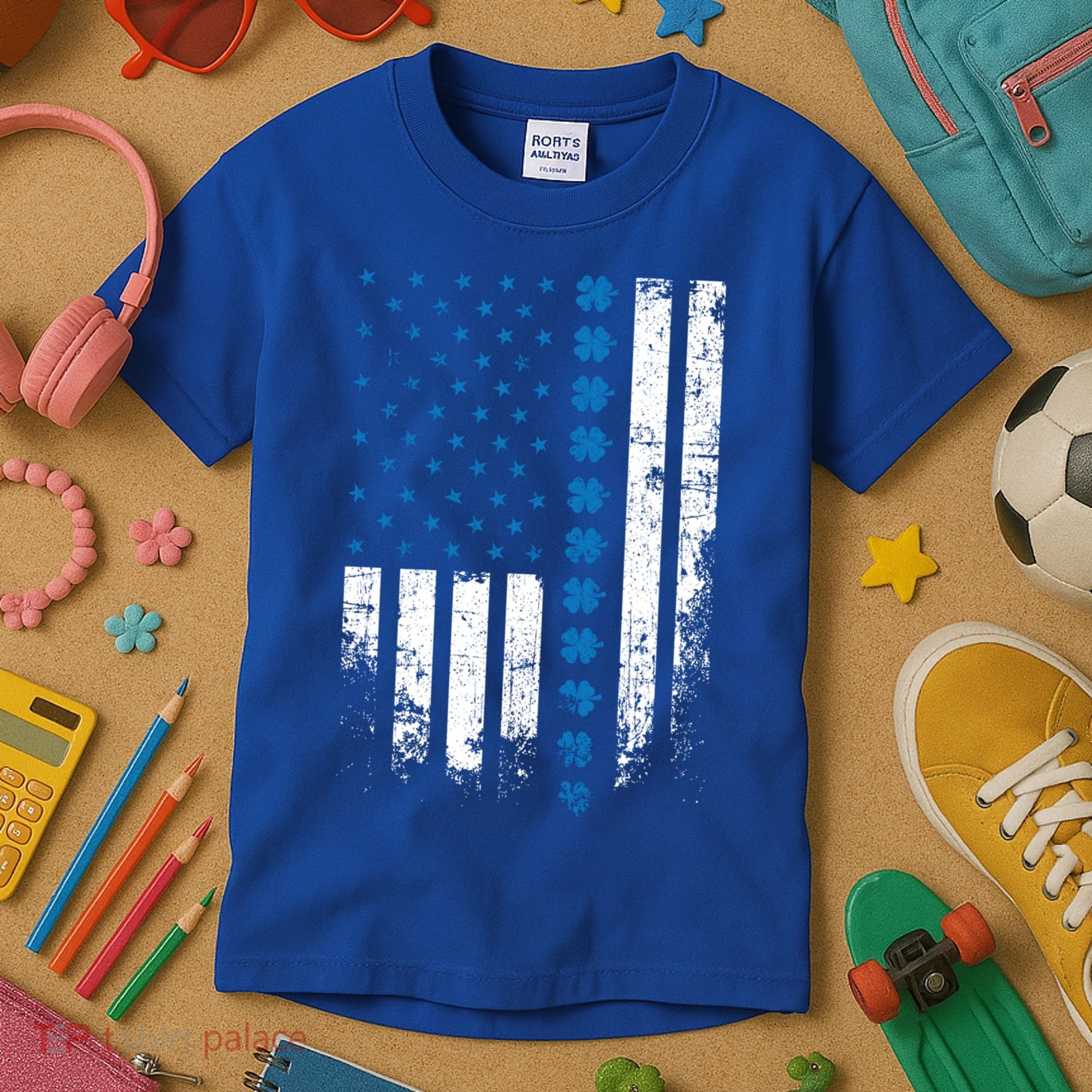 Thin Blue Line Flag St Patricks Day 2020 Police Officer Gift Kids T-Shirt