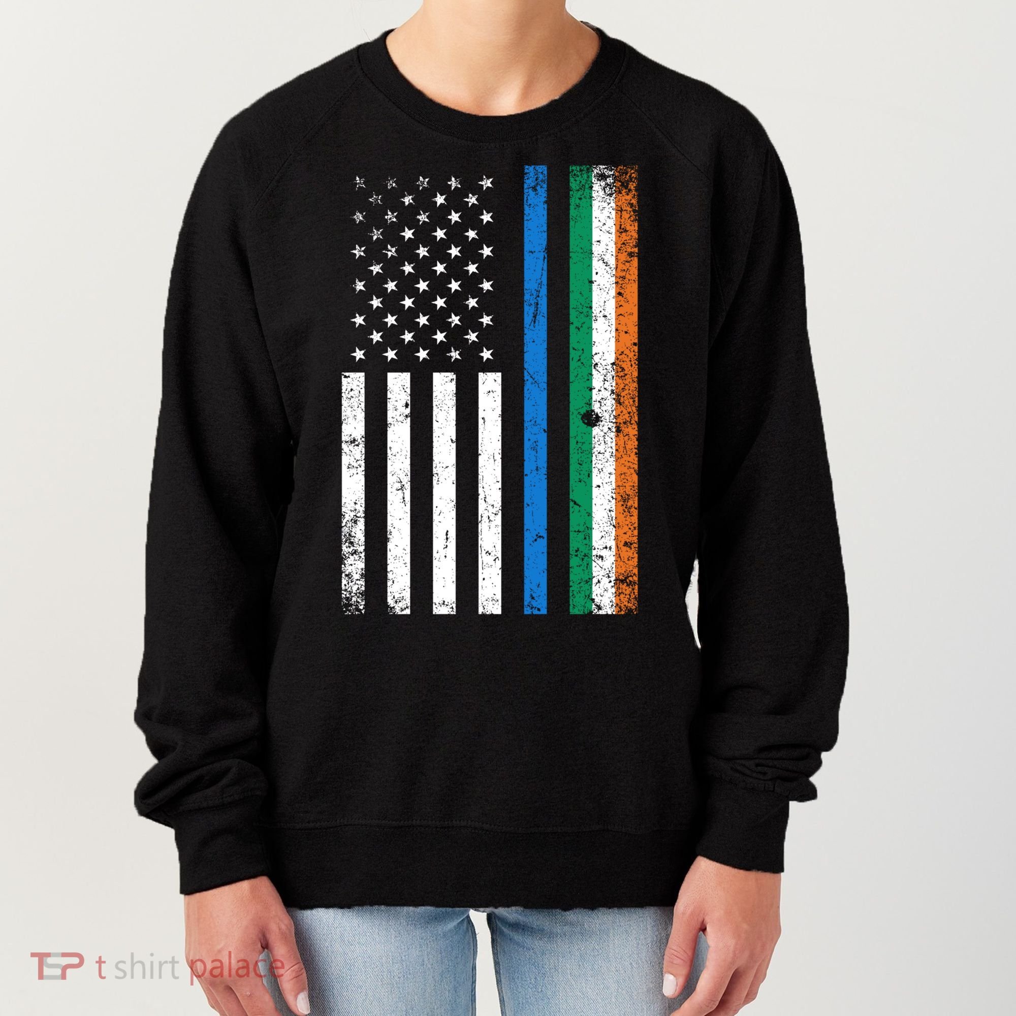 Thin Blue Line Irish American Flag Police Officer Cool Gift Women's Sweatshirt
