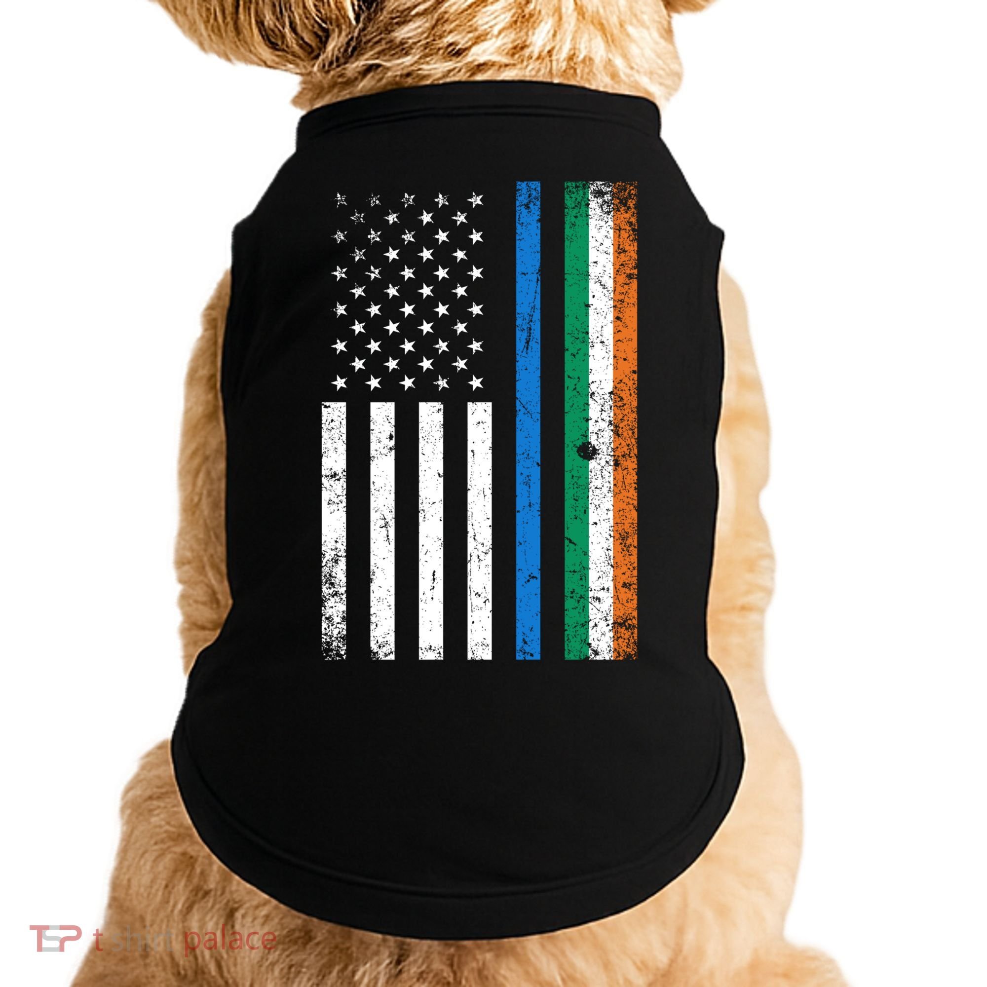 Thin Blue Line Irish American Flag Police Officer Cool Gift Doggie Tank