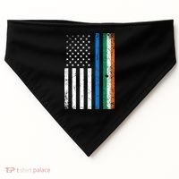 Thin Blue Line Irish American Flag Police Officer Cool Gift USA-Made Doggie Bandana thumb 0