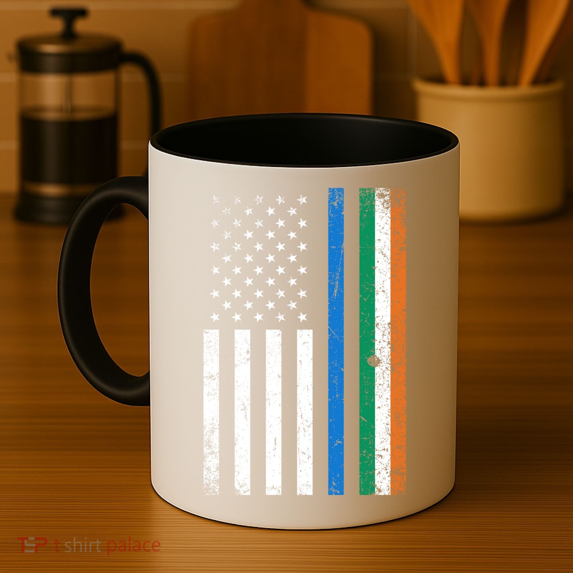 Thin Blue Line Irish American Flag Police Officer Cool Gift Coffee Mug