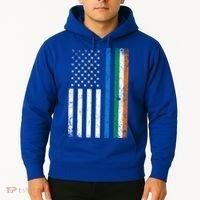 Thin Blue Line Irish American Flag Police Officer Cool Gift Hoodie thumb 2