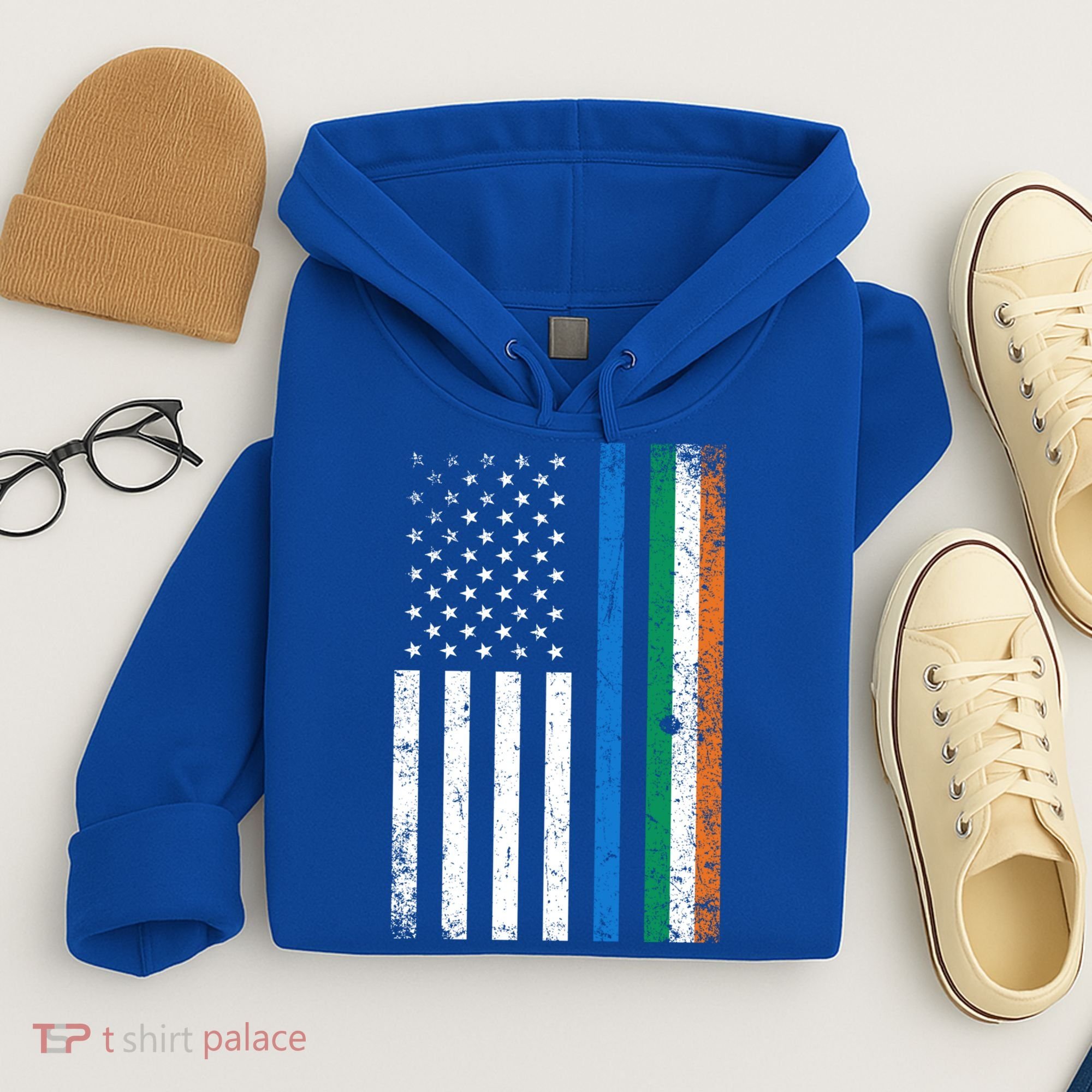 Thin Blue Line Irish American Flag Police Officer Cool Gift Hoodie
